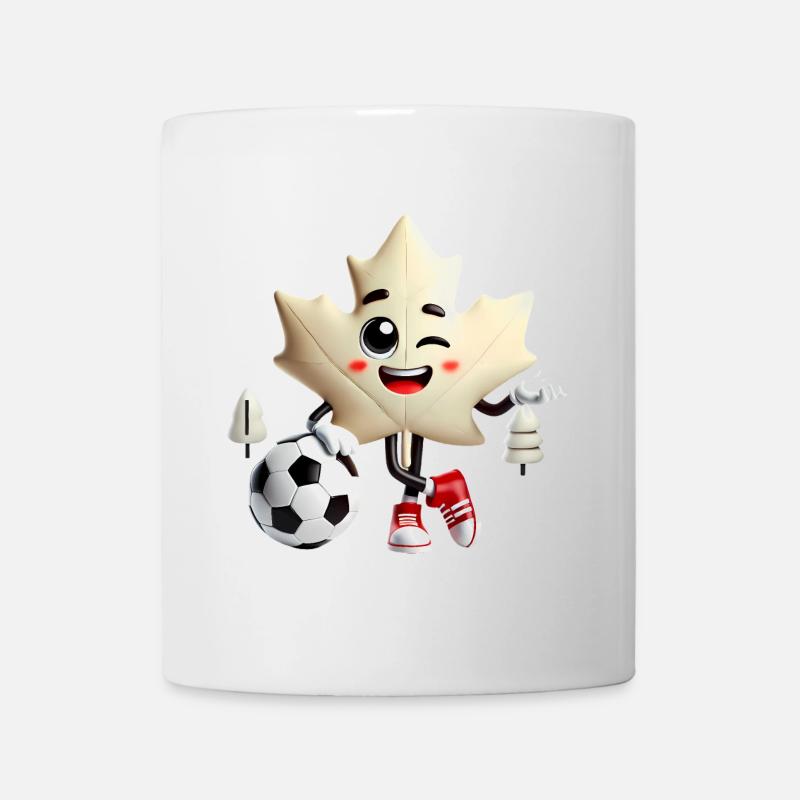 Mascotte de soccer de la feuille d’érable du Canada - Mug blanc - blanc