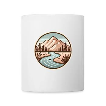 Friedliches Berg-Natur-Abzeichen-Design - Tasse - Weiß - Vorne