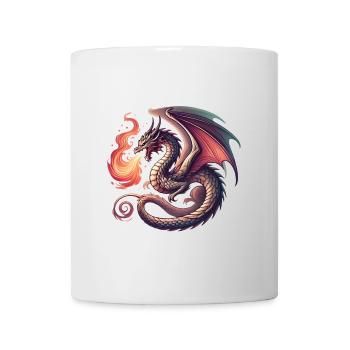 Fierce Dragon Breathing Fire Design - Mug - white - Front