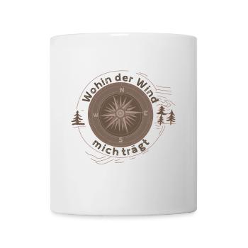 Wohin der Wind mich trägt – Kompass Design - Tasse - Weiß - Vorne