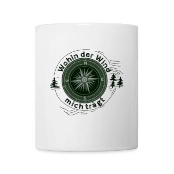 Wohin der Wind mich trägt – Kompass Design - Tasse - Weiß - Vorne