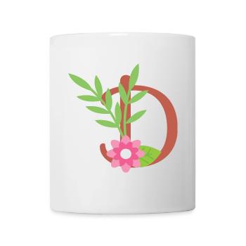 Elegant letter 'D' with flowers - Mug - white - Front