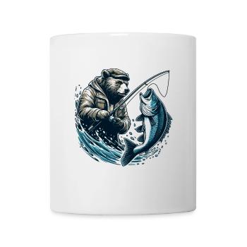 Ours Pêche Pêcheur Poisson Cadeau - Mug blanc - blanc - Devant