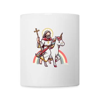 Heiliges Reiten Einhorn Cartoon Design - Tasse - Weiß - Vorne