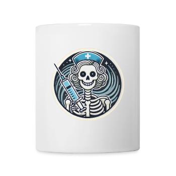 Insigne d’infirmière squelette sombre mais attentionné - Mug blanc - blanc - Devant