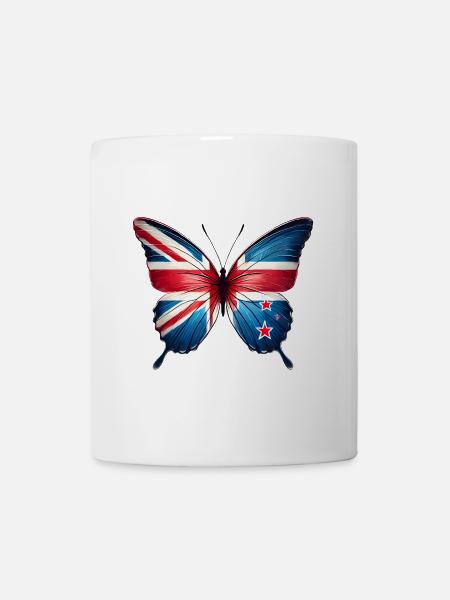 Drapeau de la Nouvelle-Zélande Papillon Design - Mug blanc - blanc