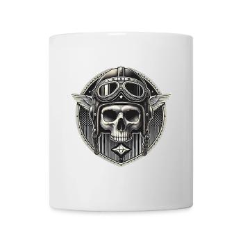 Schädel Pilot Helm Abzeichen Illustration - Tasse - Weiß - Vorne