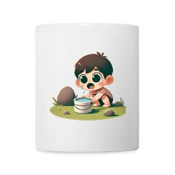 Playful Child Drinking by the Bowl - Mug - white - Front