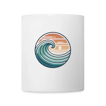 Vintage Ocean Wave Sunset Badge - Mug - white - Front