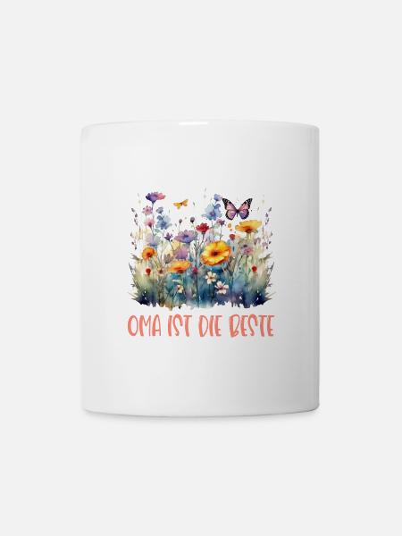 Oma ist die Beste! Wildblumen, personalisierbar - Tasse - Weiß