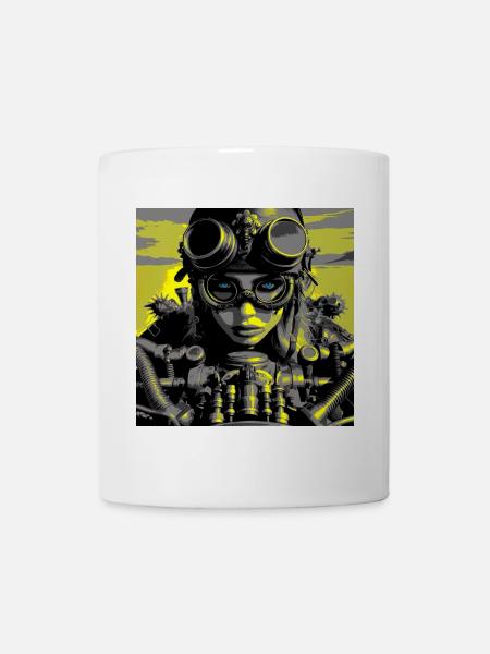 Steampunk-Biker - Tasse - Weiß