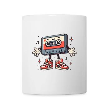 Retro Kassette Charakter Cartoon - Tasse - Weiß - Vorne
