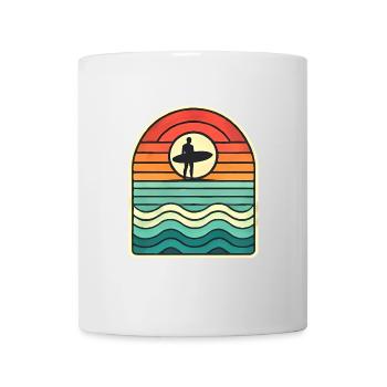 Retro Sunset Surfer Silhouette - Tasse - Weiß - Vorne