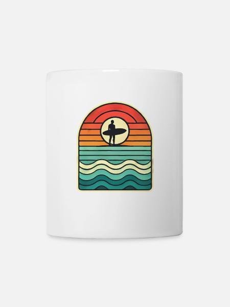 Retro Sunset Surfer Silhouette - Tasse - Weiß