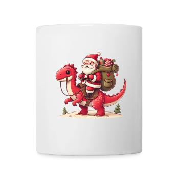 Santa Riding Dinosaurier Weihnachtsspaß - Tasse - Weiß - Vorne