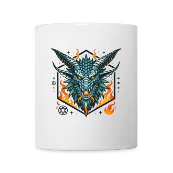 Fierce Flaming Dragon Head Badge - Mug - white - Front