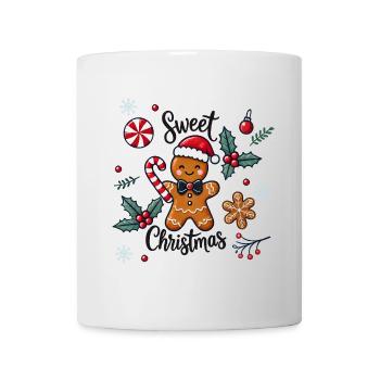 Cheerful gingerbread man with candy cane - Mug - white - Front