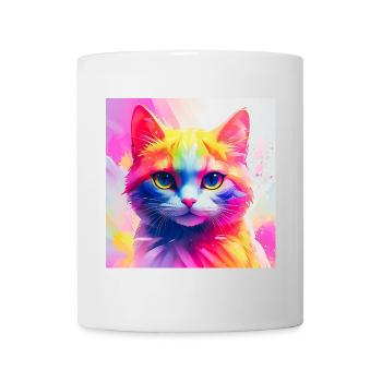 Vibrant Rainbow Cat Artwork - Mug - white - Front