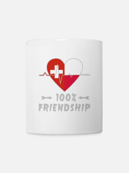 Schweiz und Polen 100% Freundschaft - Tasse - Weiß