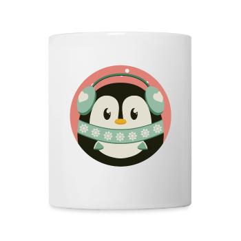 Süßer Pinguin in Winterstimmung als rundes Design - Tasse - Weiß - Vorne