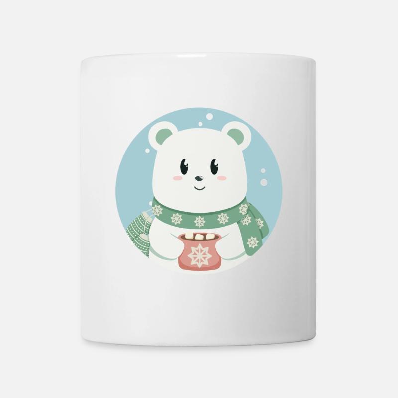 Süßer Eisbär in Weihnachtsstimmung - Tasse - Weiß