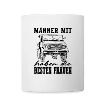 Männer mit Unimog - Offroad - Universal Motorgerät - Tasse - Weiß - Vorne