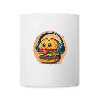 Burger Beats : un dessin animé ludique avec des écouteurs et - Mug blanc - blanc - Devant