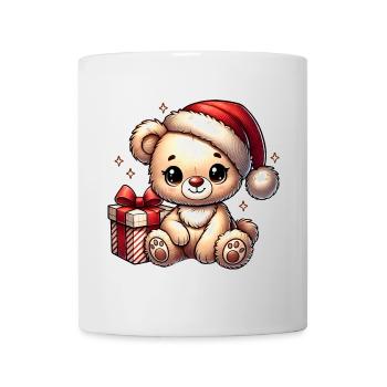 Ours en peluche avec cadeau – motif réconfortant - Mug blanc - blanc - Devant