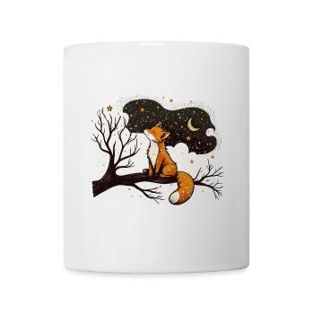 Skurriles Nocturne: Ein süßer Fuchs und der Mond - Tasse - Weiß - Vorne