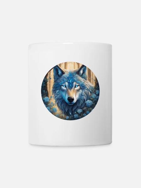 Ein mystischer Wolfskopf - Tasse - Weiß