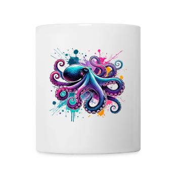 Bunter Aquarell-Oktopus - Tasse - Weiß - Vorne