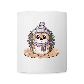 Niedlicher Igel mit Schal und Pudelmütze. - Tasse - Weiß - Vorne