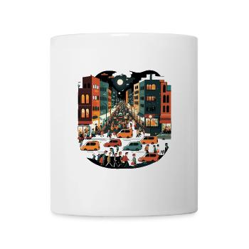 City Nights: A Vibrant City Street at Night - Mug - white - Front