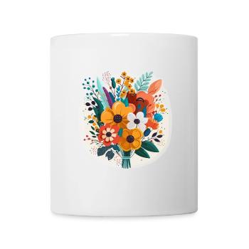 Strahlende Blüten: ein bunter Strauß aus leuchtendem Pe - Tasse - Weiß - Vorne