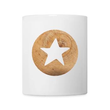 Circle Wooden Star Christmas Nature Symbol Xmas - Mug - white - Front