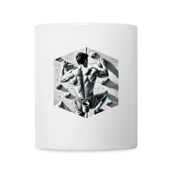 Grayscale Rock Climber Illustration - Mug - white - Front
