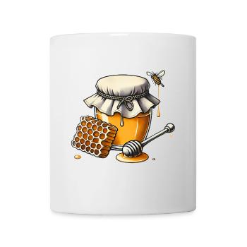 Pot de miel rustique Dégoulinant de nid d’abeille - Mug blanc - blanc - Devant