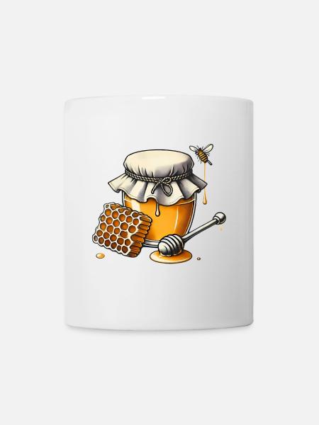 Rustikales Honigglas mit tropfender Wabe - Tasse - Weiß