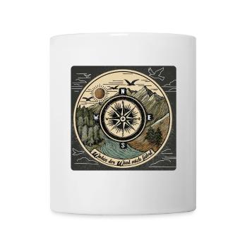 Where the Wind Takes Us – Nature Compass Design - Mug - white - Front