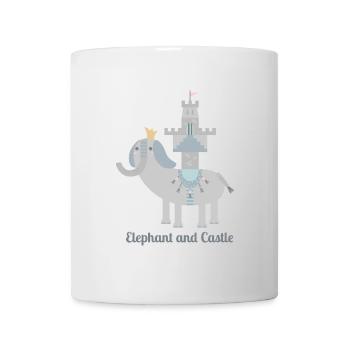 Elefant und Schloss L mit Text - Tasse - Weiß - Vorne