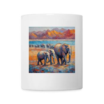 Farbenfrohe Elefanten am Fluss - Tasse - Weiß - Vorne