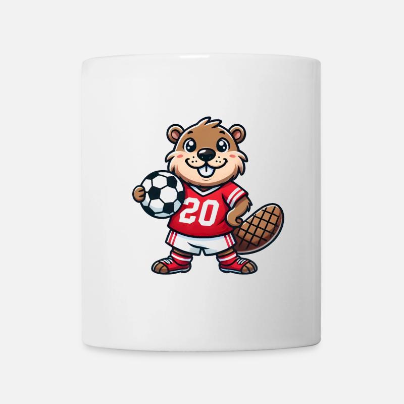 conception de mascotte de football de castor joyeux - Mug blanc - blanc