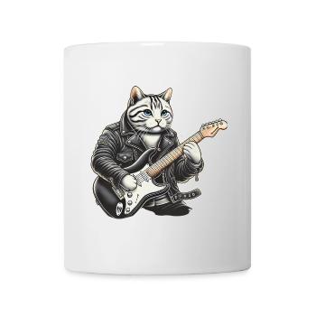 Chat jouant de la guitare - Mug blanc - blanc - Devant