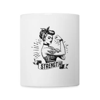 Strength Strong Power Woman Rockabilly Gift - Mug - white - Front