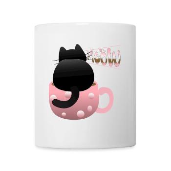 süße schwarze Katze miaut - Tasse - Weiß - Vorne