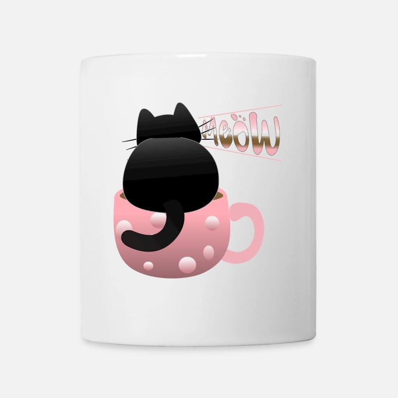 cute black cat meowing - Mug - white