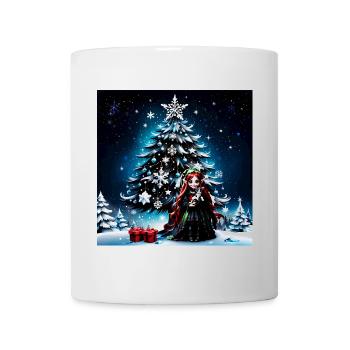 Christmas elf with kitten. - Mug - white - Front
