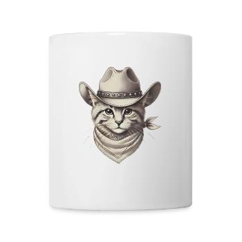 Cowboy Katze Illustration Design - Tasse - Weiß - Vorne