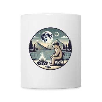 Bear Camping by the Lake at Night - Mug - white - Front