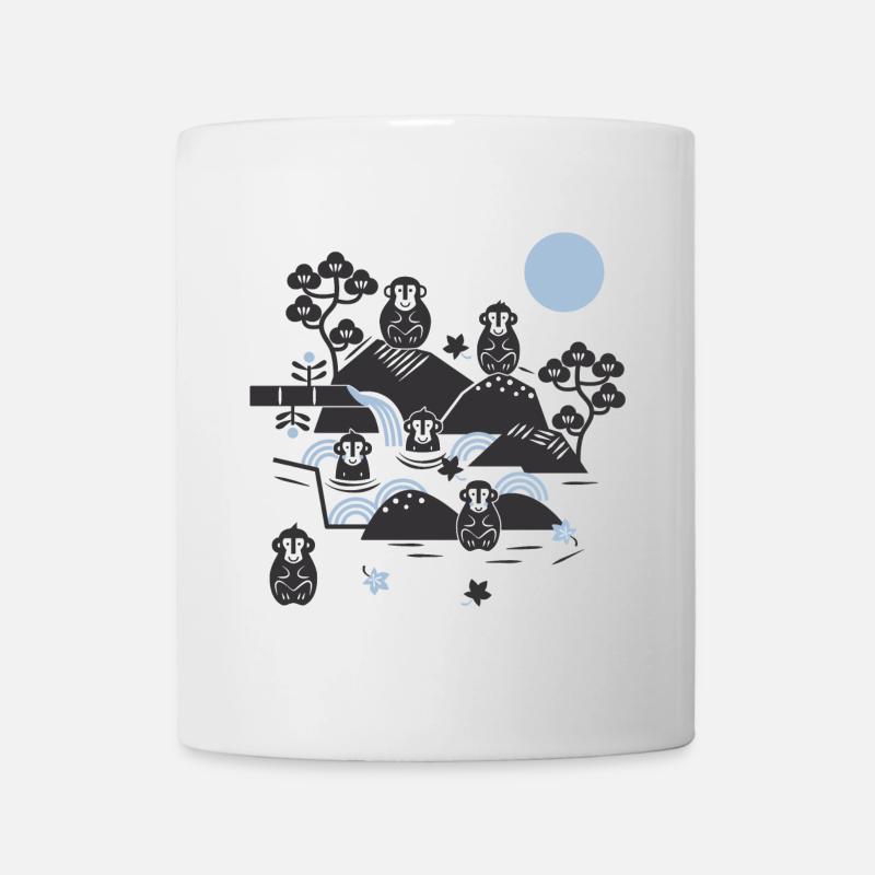 Chilling monkeys in a hot spring l black blue - Mug - white